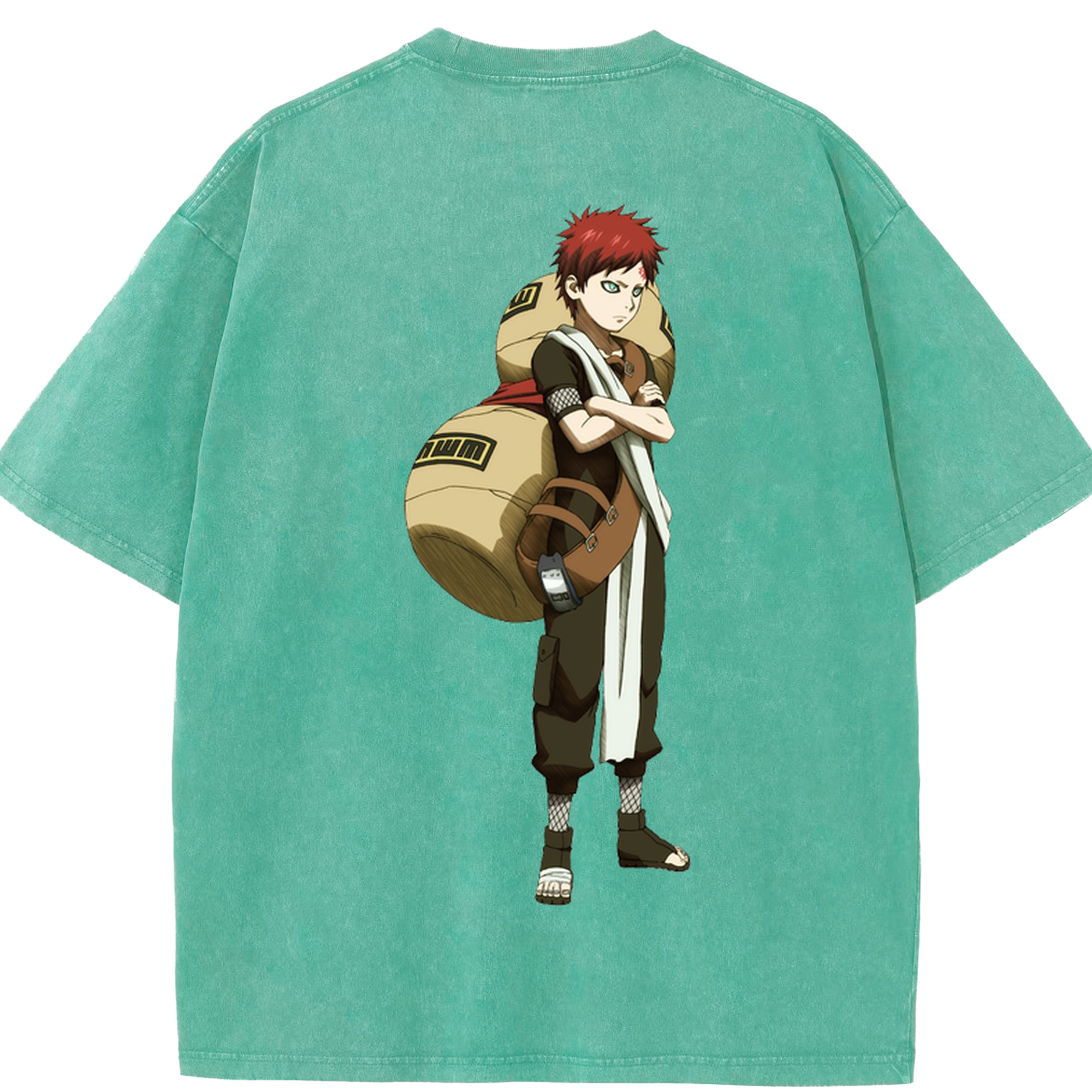 （画像用） NARUTO -ナルト- ガアラ Gaara 綿100% ヴィンテージ風 半袖Tシャツ（背面プリント）